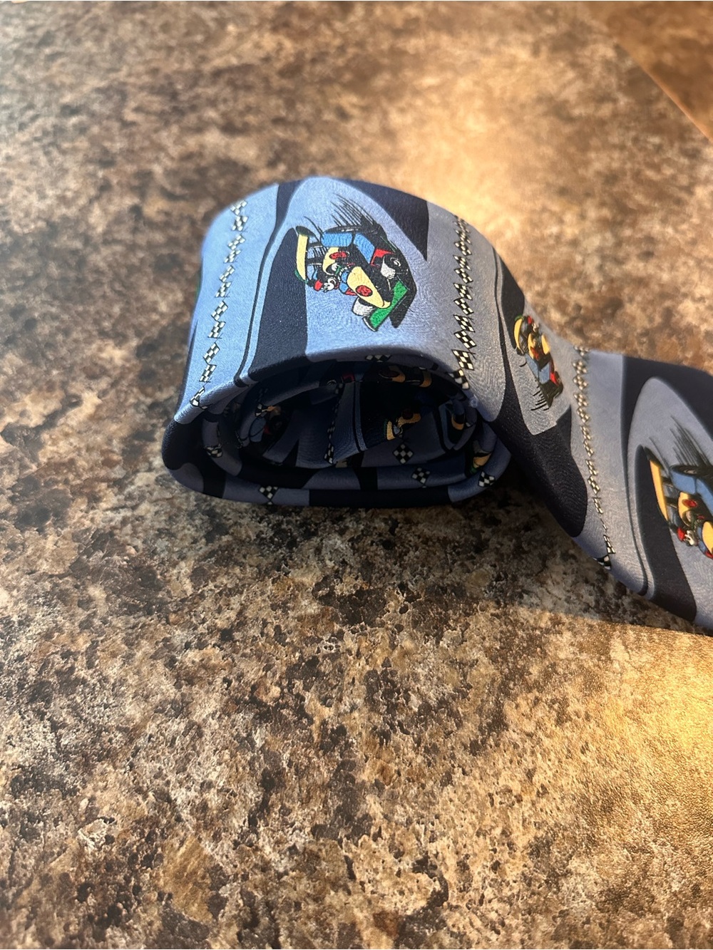 Vintage 90s “Mickey Unlimited” Disney Racing Car Blue Men's Tie - Picture 4 of 6